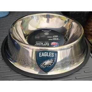 Philadelphia Eagles Large Dog Food Bowl 4 Cups Stainless Steel NFL Football Gift